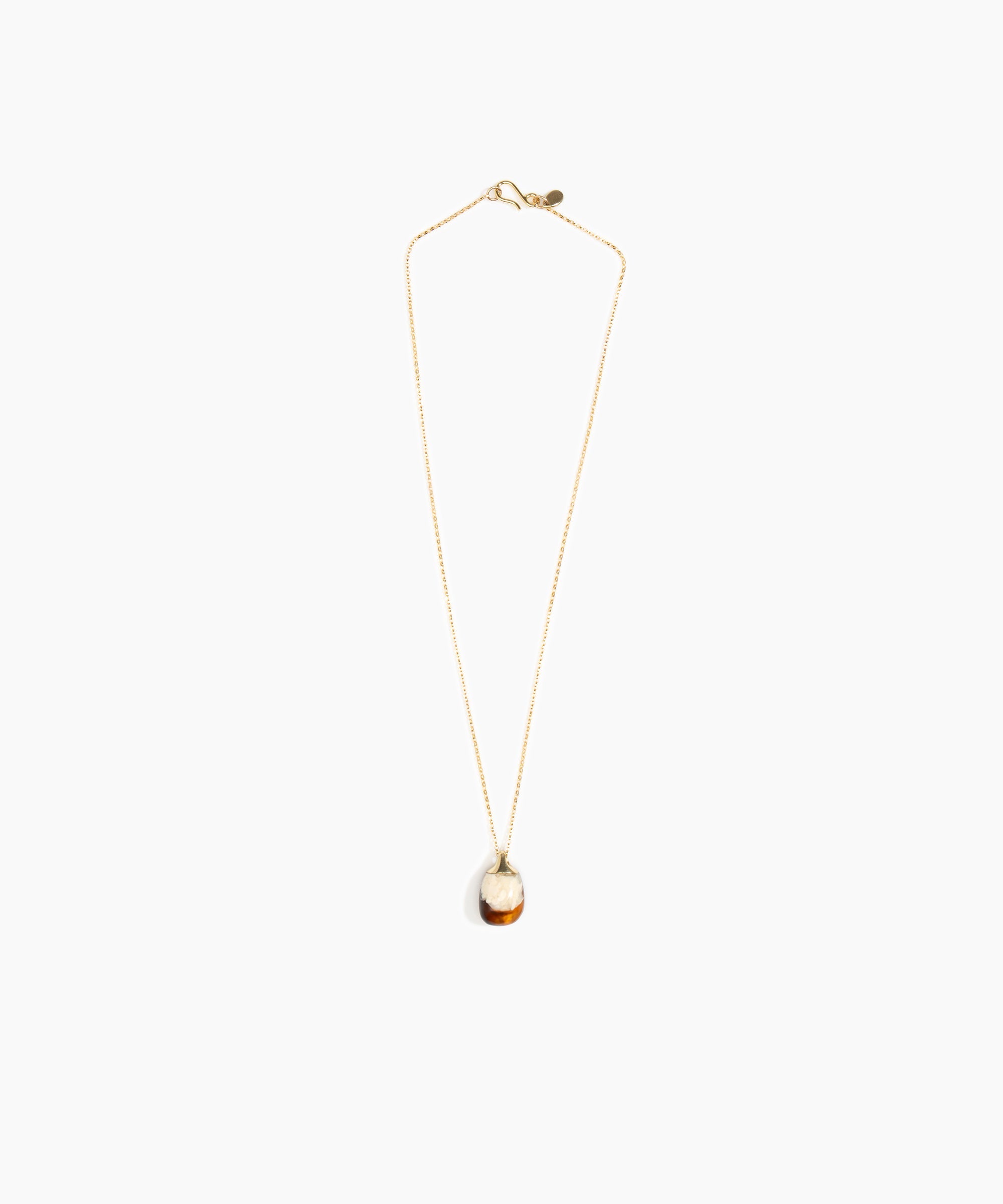Dinosaur Designs Small River Rock Pendant in Light Horn Colour resin with Gold-Filled Material