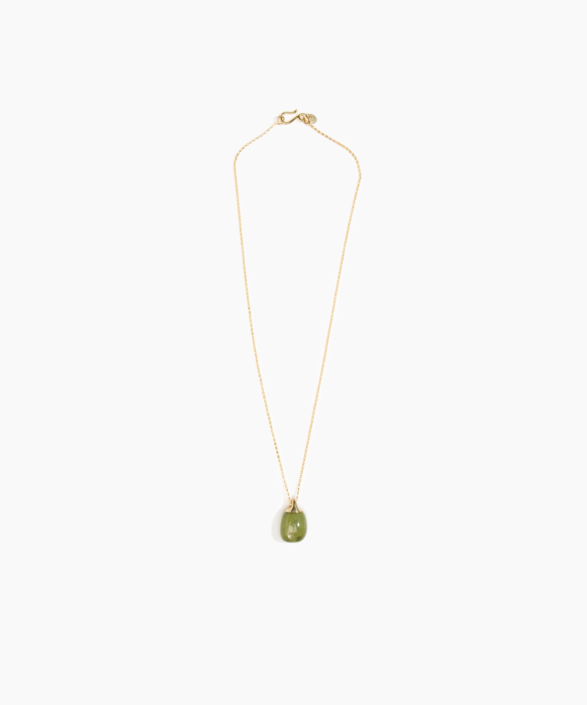 Dinosaur Designs Small River Rock Pendant in Olive Colour resin with Gold-Filled Material
