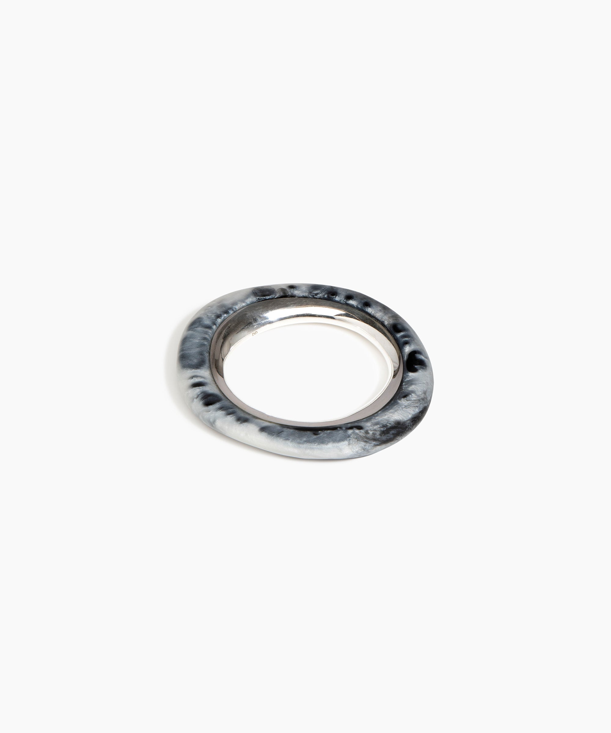 Dinosaur Designs Small Drift Duo Bangle in Slate Colour resin with Silver-Plated Brass Material