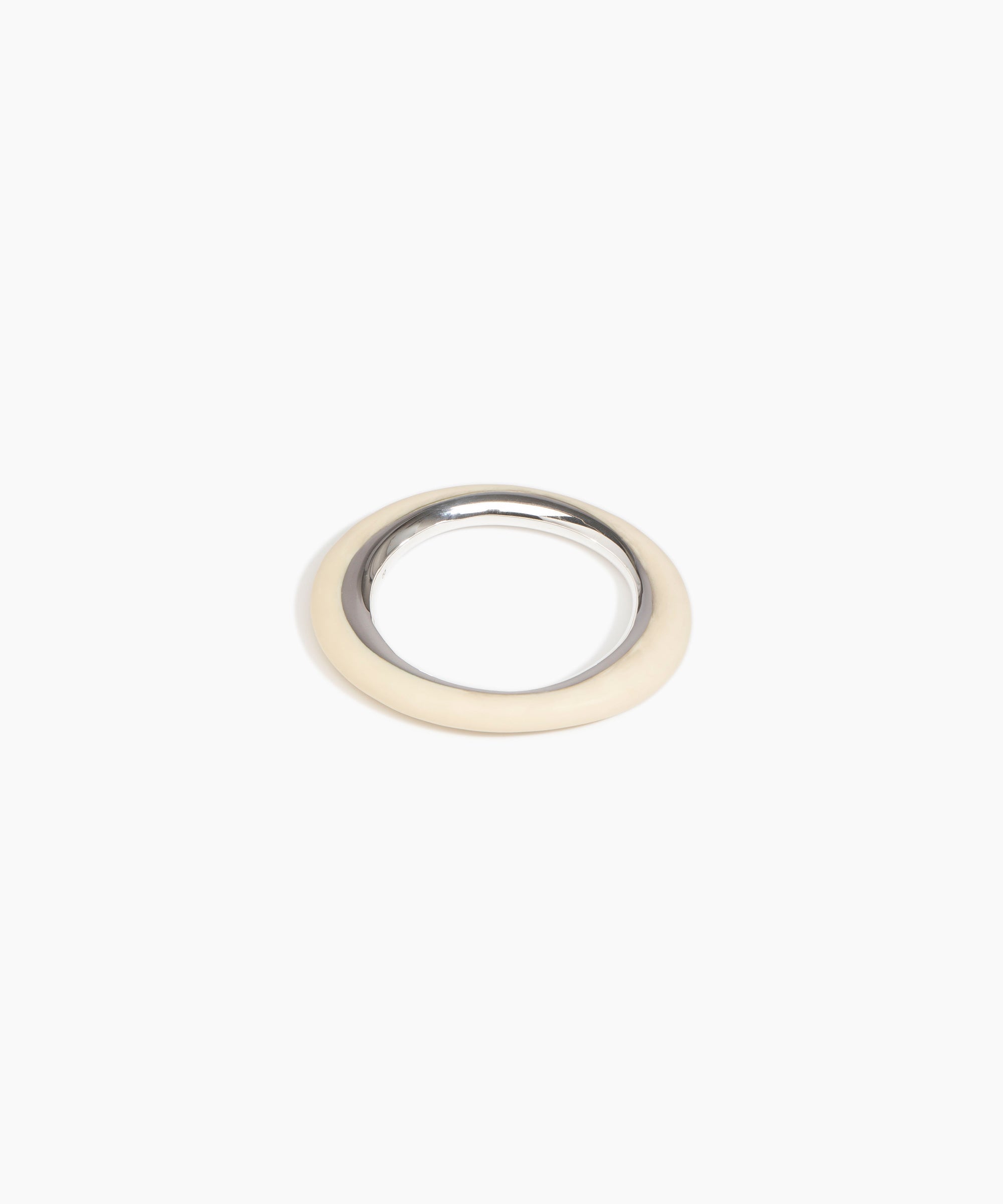 Dinosaur Designs Drift Duo Wishbone Bangle in Cream Colour resin with Silver-Plated Brass Material