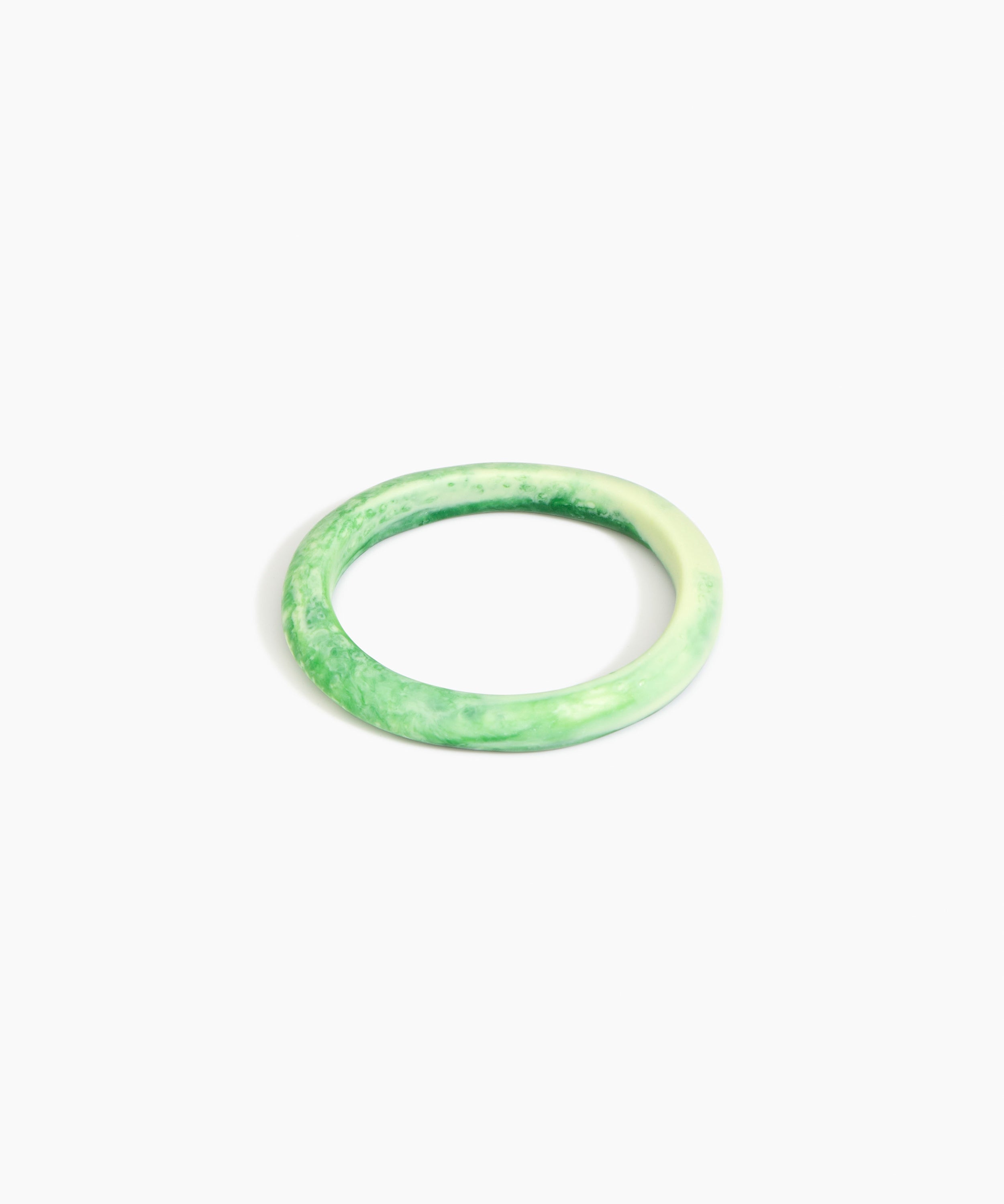 Dinosaur Designs Small Organic Oval Bangle in Grass Colour resin with Wide Fit