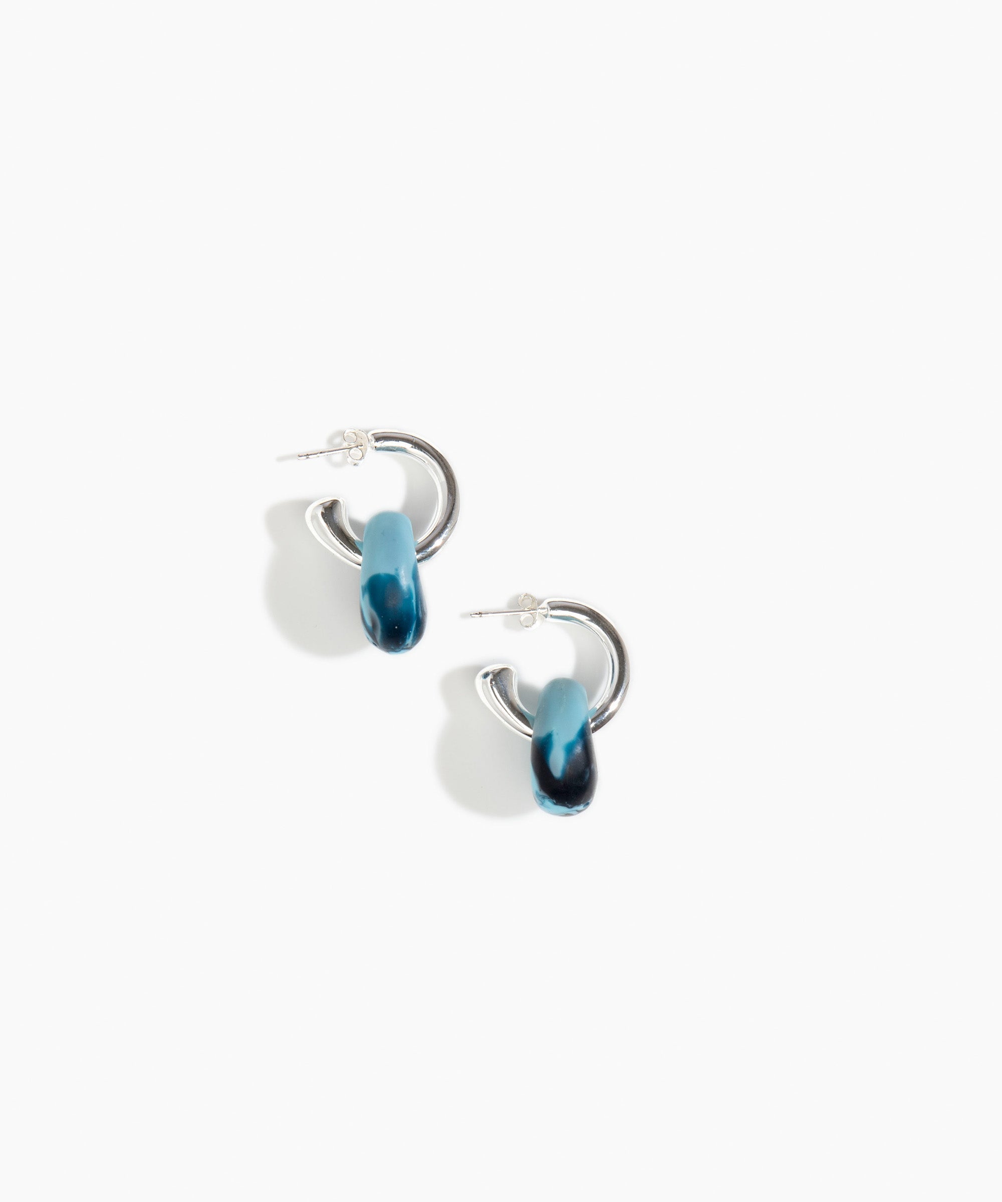 Dinosaur Designs Small Splash Earrings in Water Colour resin with Silver-Plated Brass Hoop Material