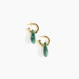 Dinosaur Designs Small Rock Hoop Earrings in Moss Colour resin with Brass Hoop Material