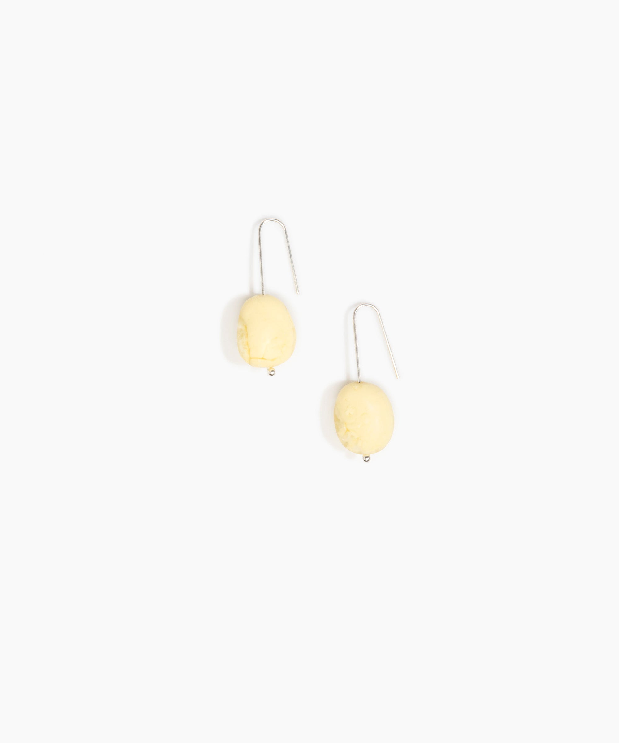 Dinosaur Designs Earth Wire Earrings in Lemon Colour resin with 925 Sterling Silver Material