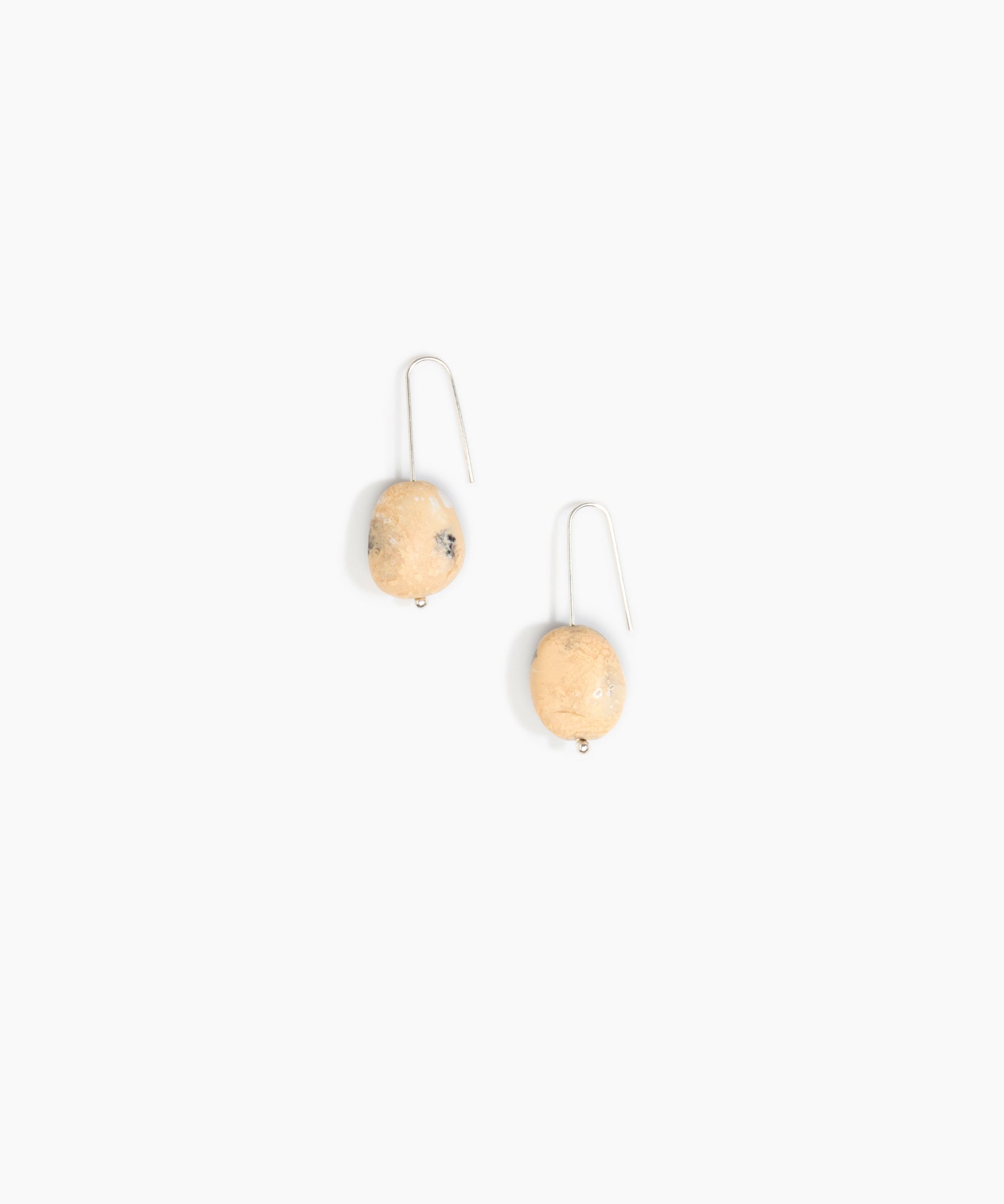 Dinosaur Designs Earth Wire Earrings in Sandy Pearl Colour resin with 925 Sterling Silver Material