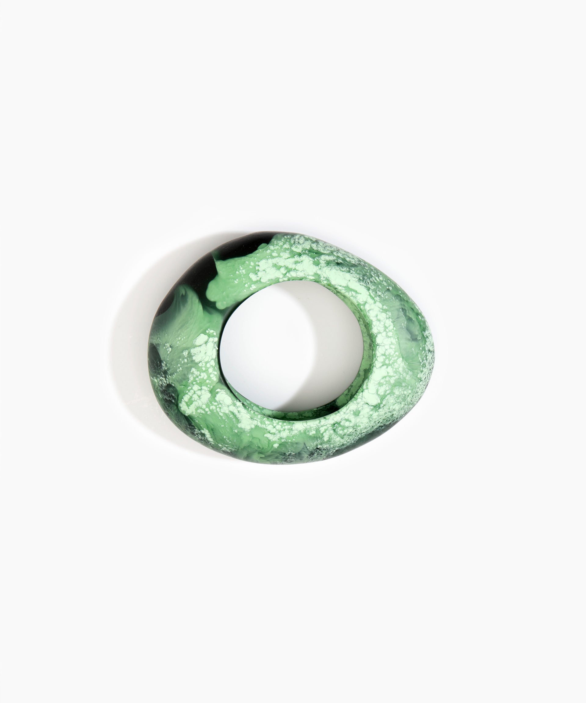 Dinosaur Designs Large Rock Bangle in Moss Colour resin with Wide Fit