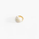 Dinosaur Designs Large Horn Ring in Chalk Swirl Colour resin with Nano-Coated Brass Material