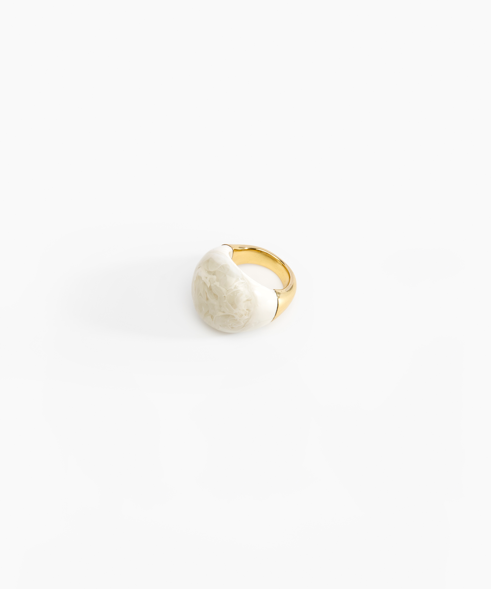 Dinosaur Designs Large Horn Ring in Chalk Swirl Colour resin with Nano-Coated Brass Material