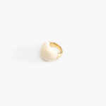 Dinosaur Designs Large Horn Ring in Cream Colour resin with Nano-Coated Brass Material