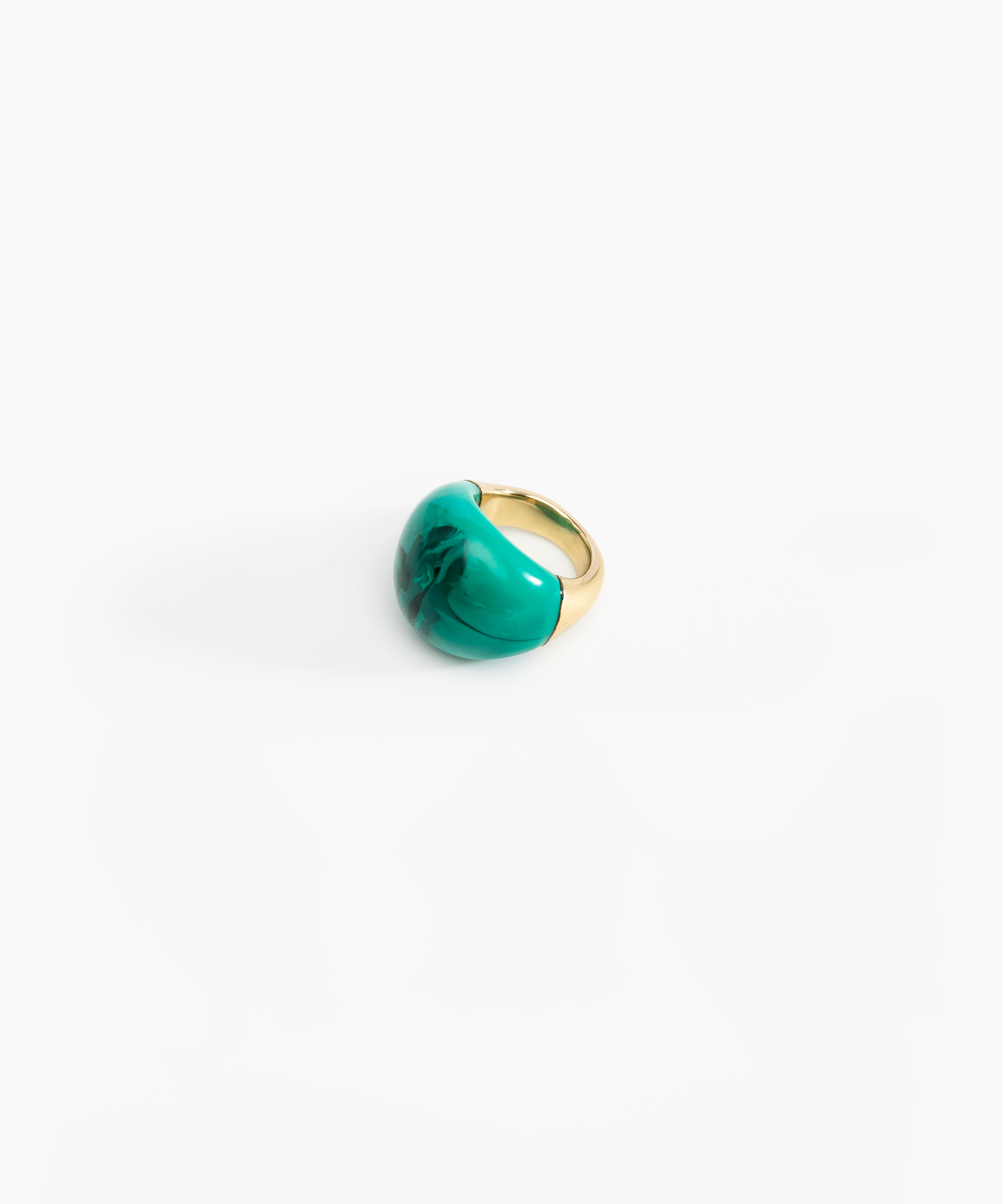 Dinosaur Designs Large Horn Ring in Mineral Swirl Colour resin with Nano-Coated Brass Material