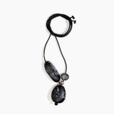 Dinosaur Designs Rock Cluster Pendant in Black Marble Colour resin with Nano-Coated Brass Bead Material