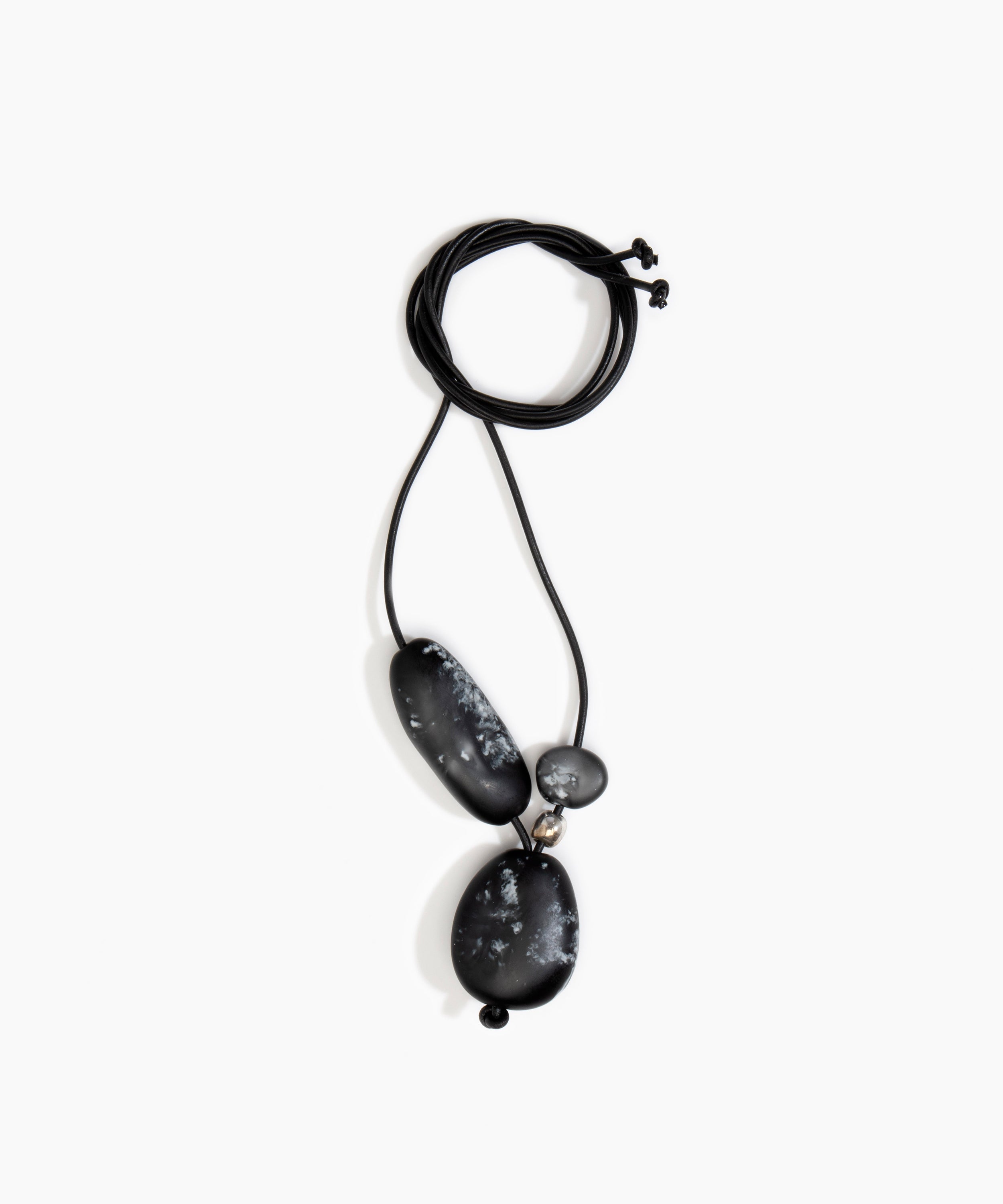 Dinosaur Designs Rock Cluster Pendant in Black Marble Colour resin with Nano-Coated Brass Bead Material