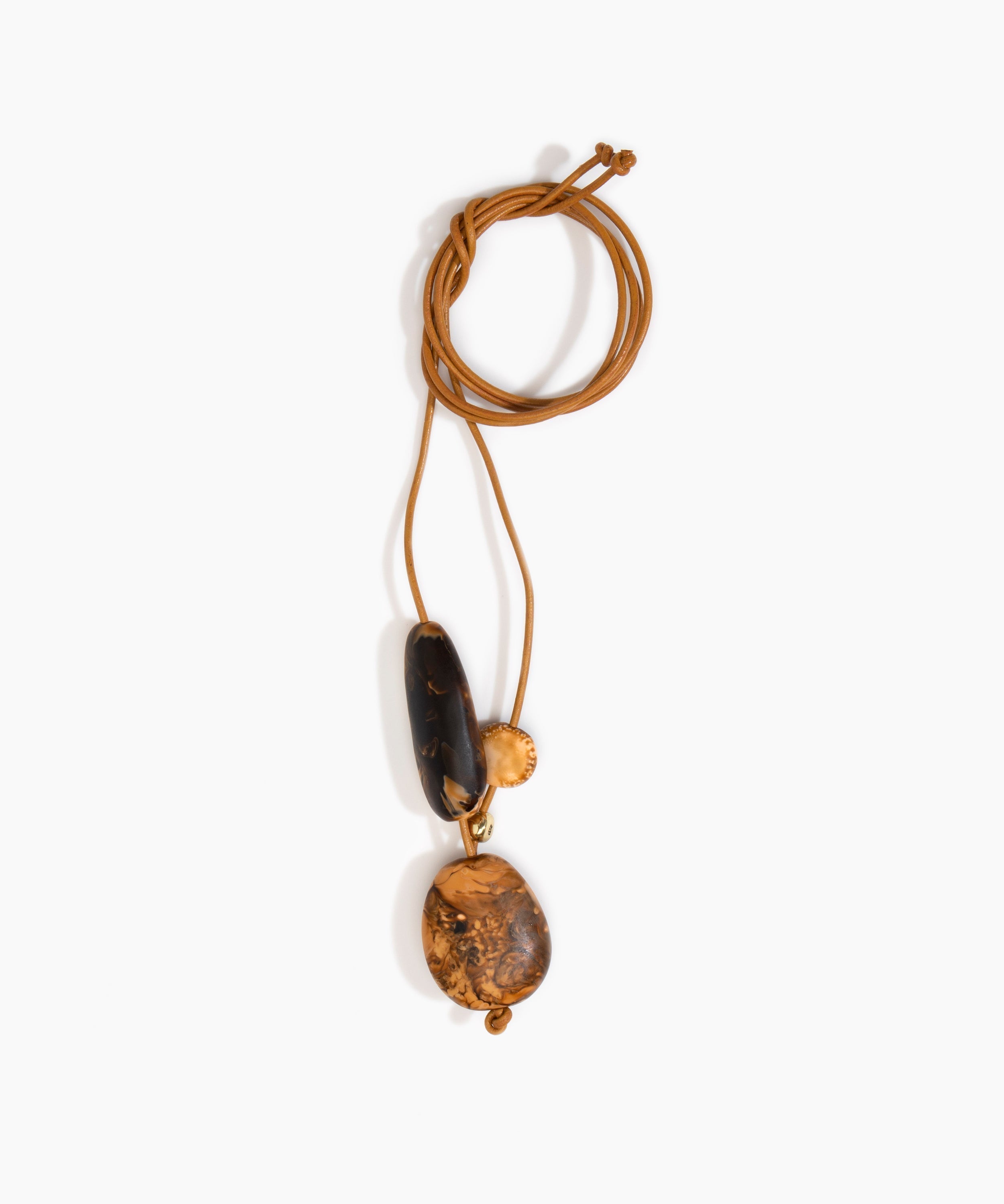 Dinosaur Designs Rock Cluster Pendant in Dark Horn Colour resin with Nano-Coated Brass Bead Material