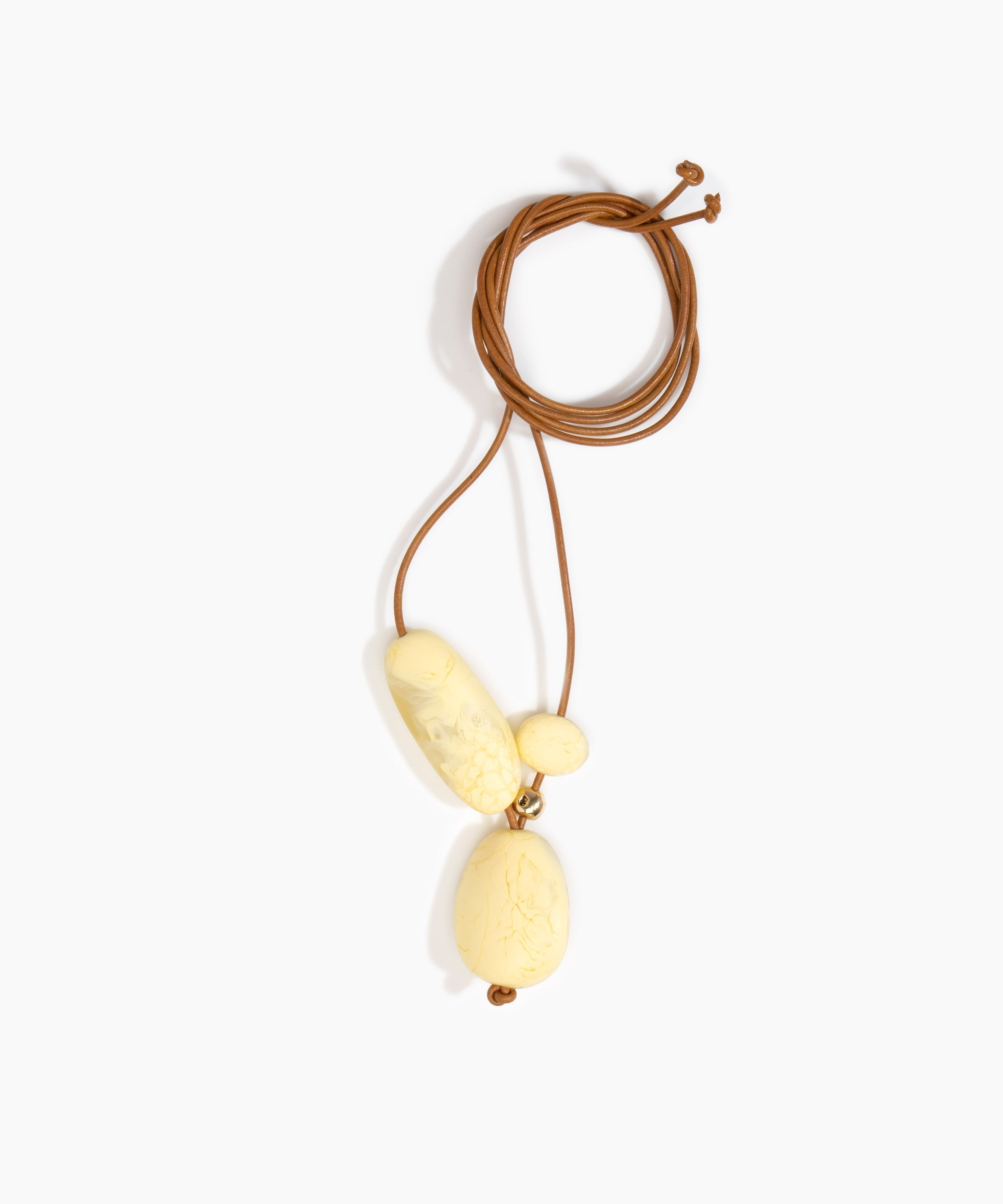 Dinosaur Designs Rock Cluster Pendant in Lemon Colour resin with Nano-Coated Brass Bead Material