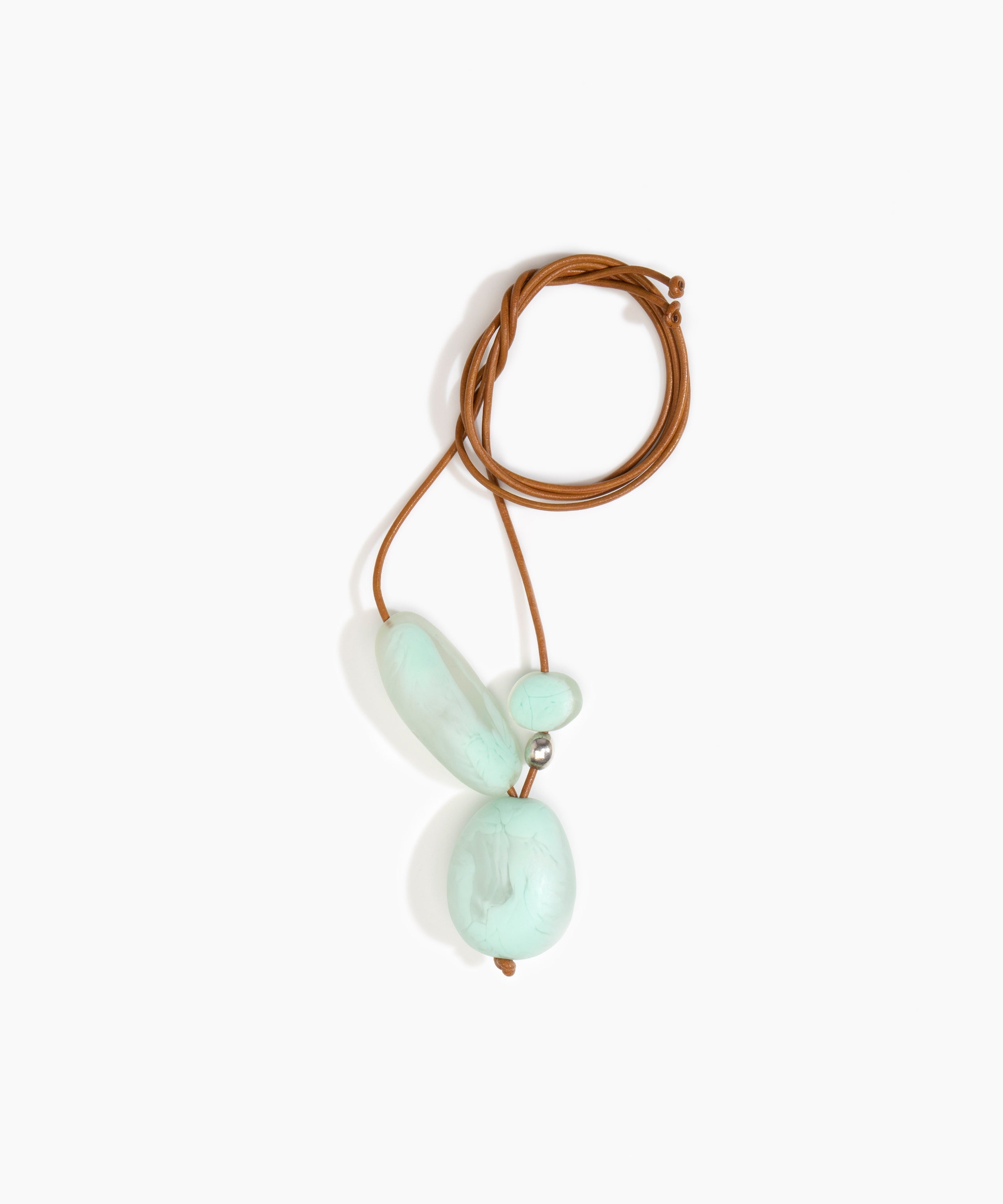 Dinosaur Designs Rock Cluster Pendant in Mint Colour resin with Nano-Coated Brass Bead Material