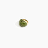 Dinosaur Designs Large Horn Ring in Olive Colour resin with Nano-Coated Brass Material
