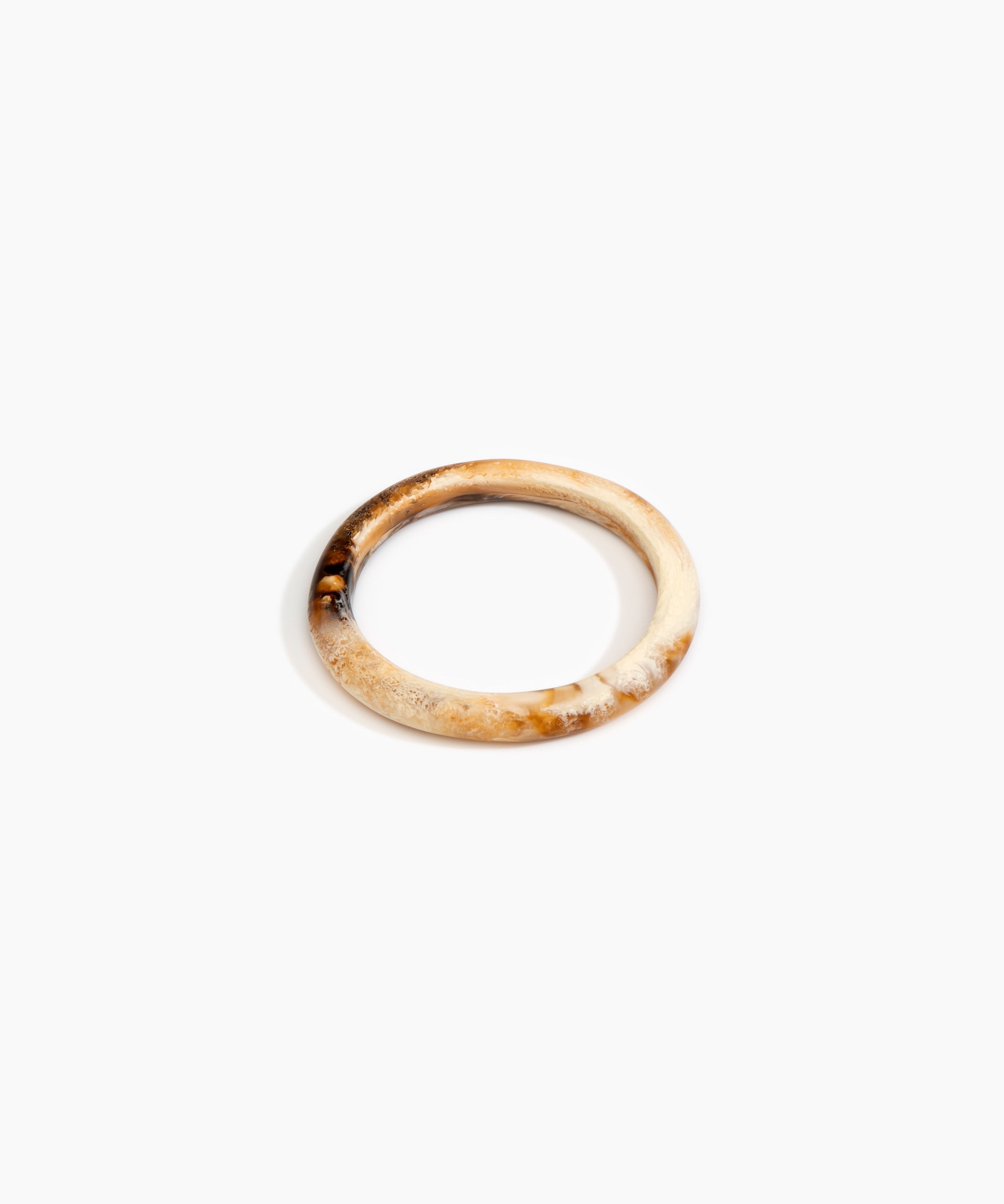 Dinosaur Designs Small Organic Oval Bangle in Light Horn Colour resin with Wide Fit
