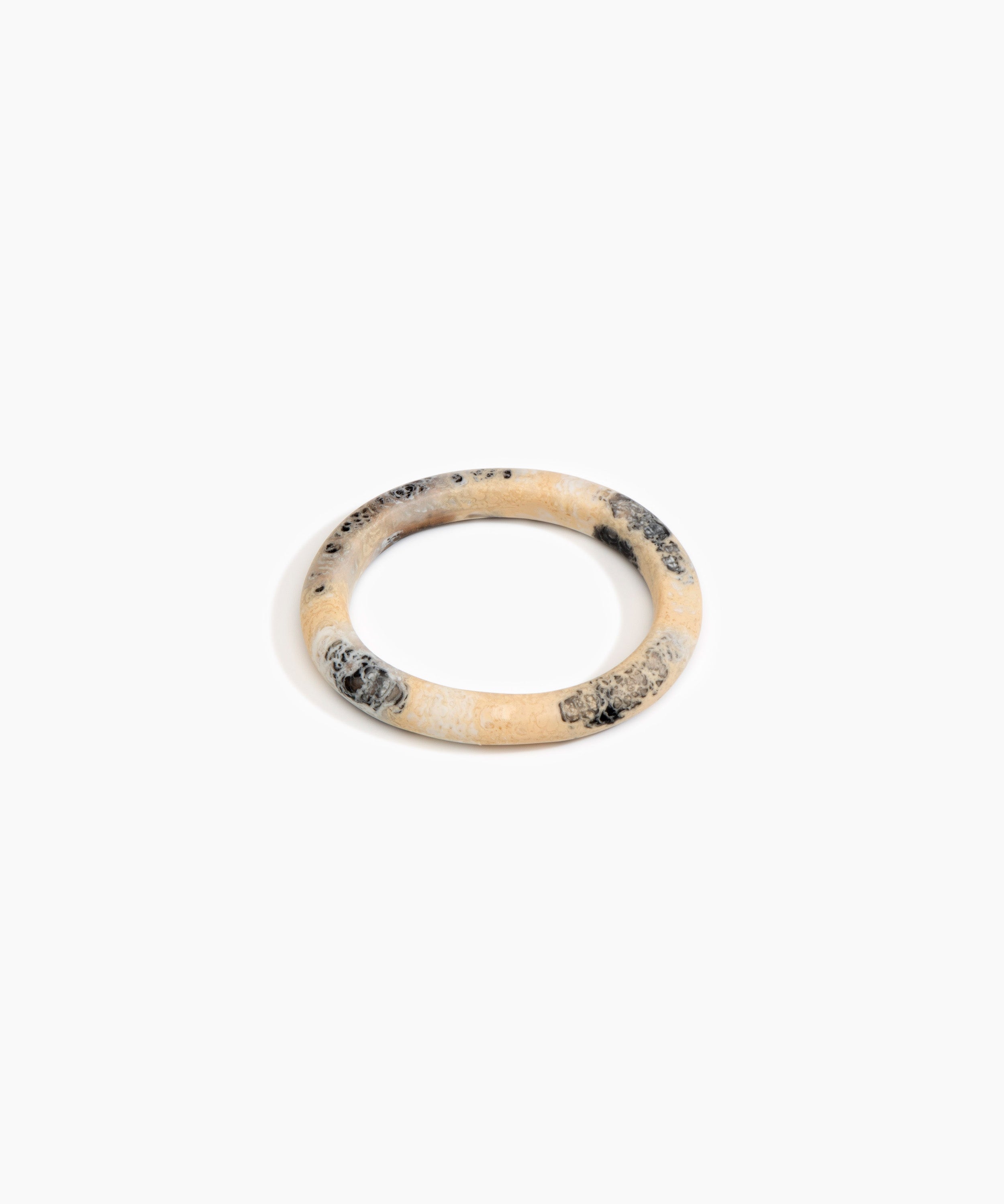Dinosaur Designs Small Organic Oval Bangle in Sandy Pearl Colour resin with Wide Fit