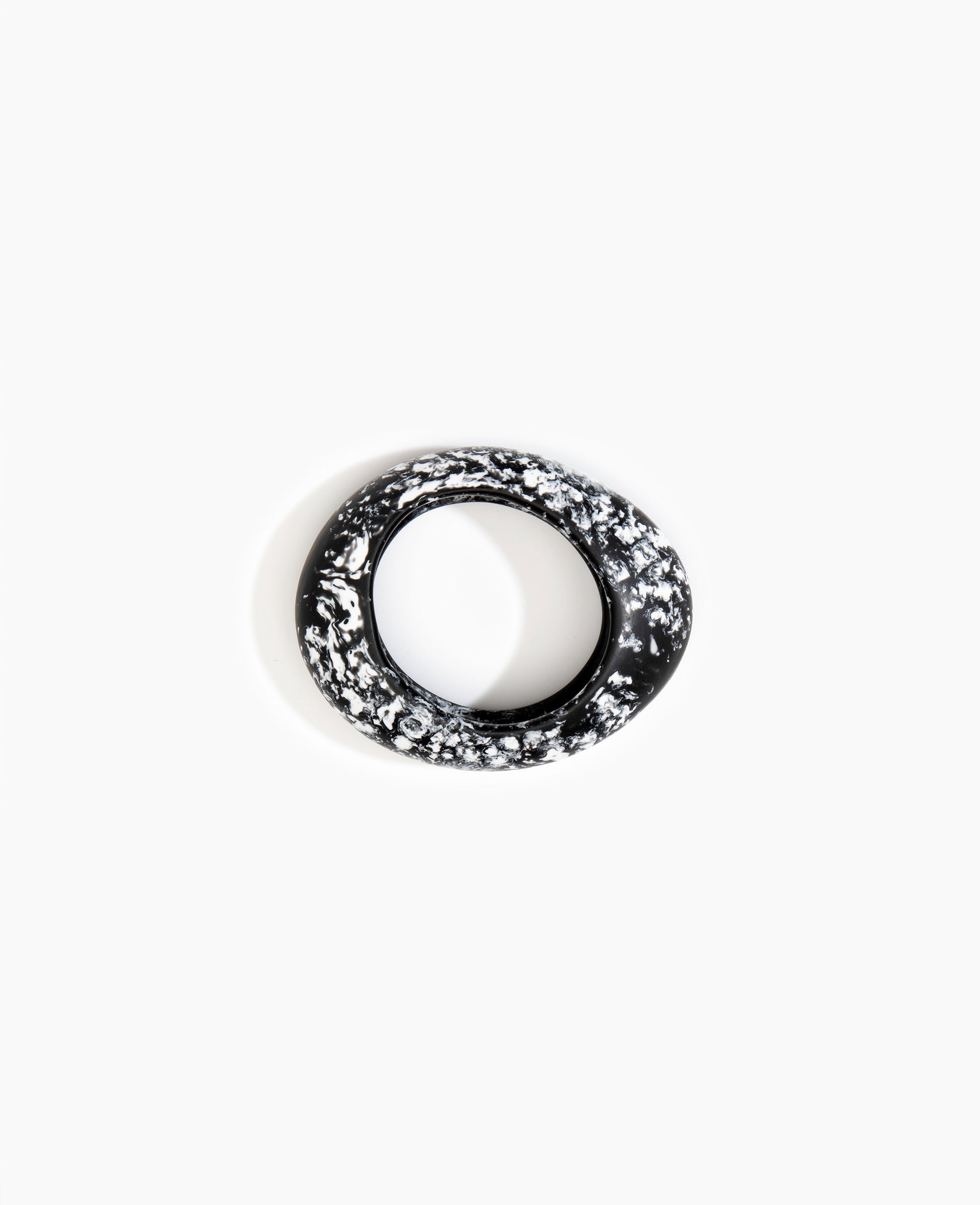 Dinosaur Designs Medium Rock Bangle in Black Marble Colour resin with Wide Fit
