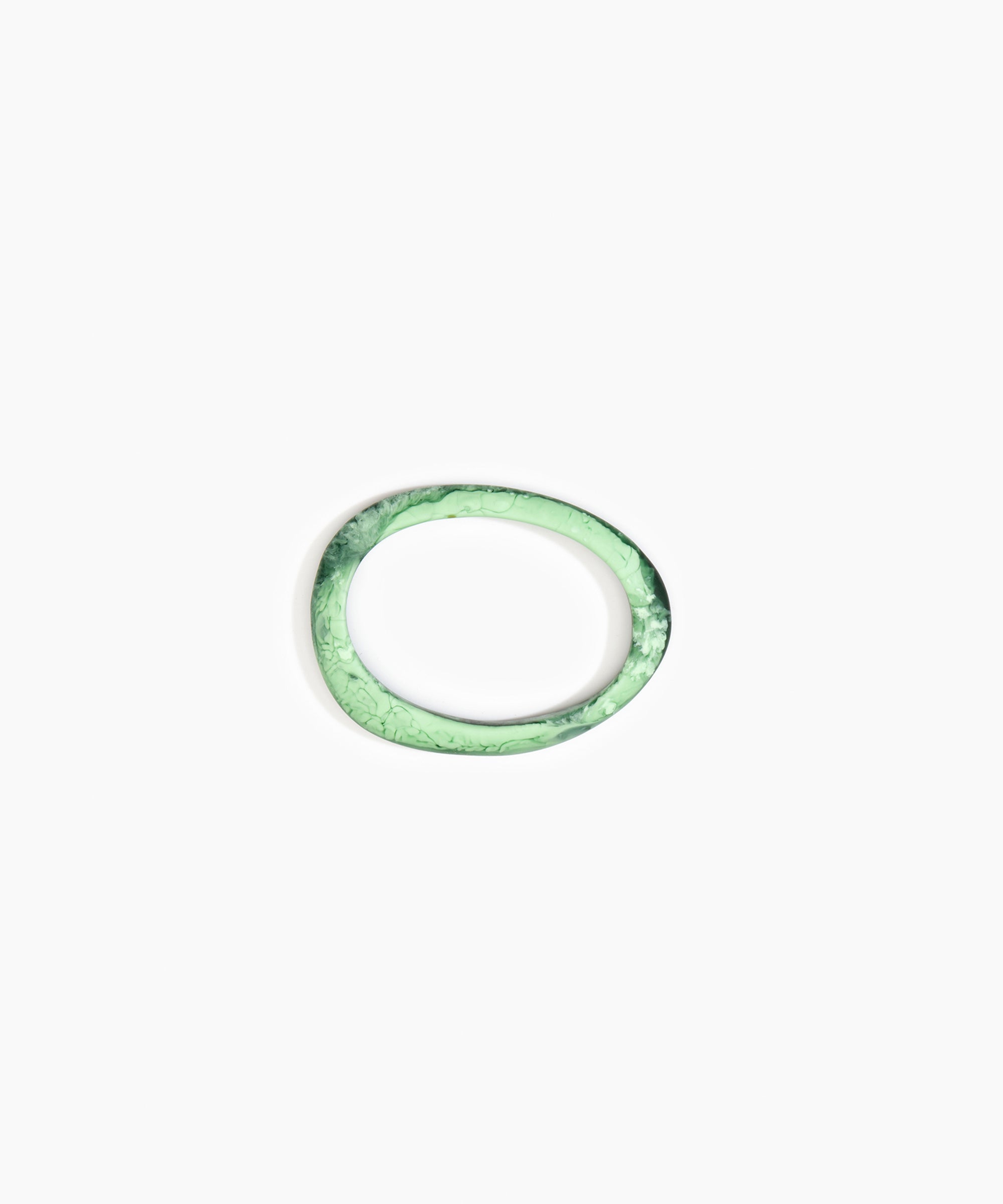 Dinosaur Designs Rock Wishbone Bangle in Moss Colour resin with Wide Fit