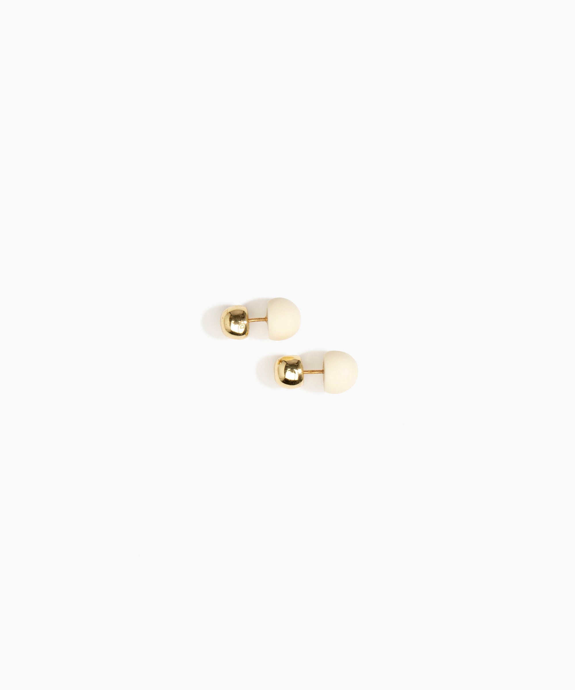 Dinosaur Designs Small Ball Stud Earrings in Cream Colour resin with Nano-Coated Brass Material