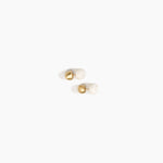 Dinosaur Designs Small Ball Stud Earrings in Chalk Swirl Colour resin with Brushed Nano-Coated Brass Material