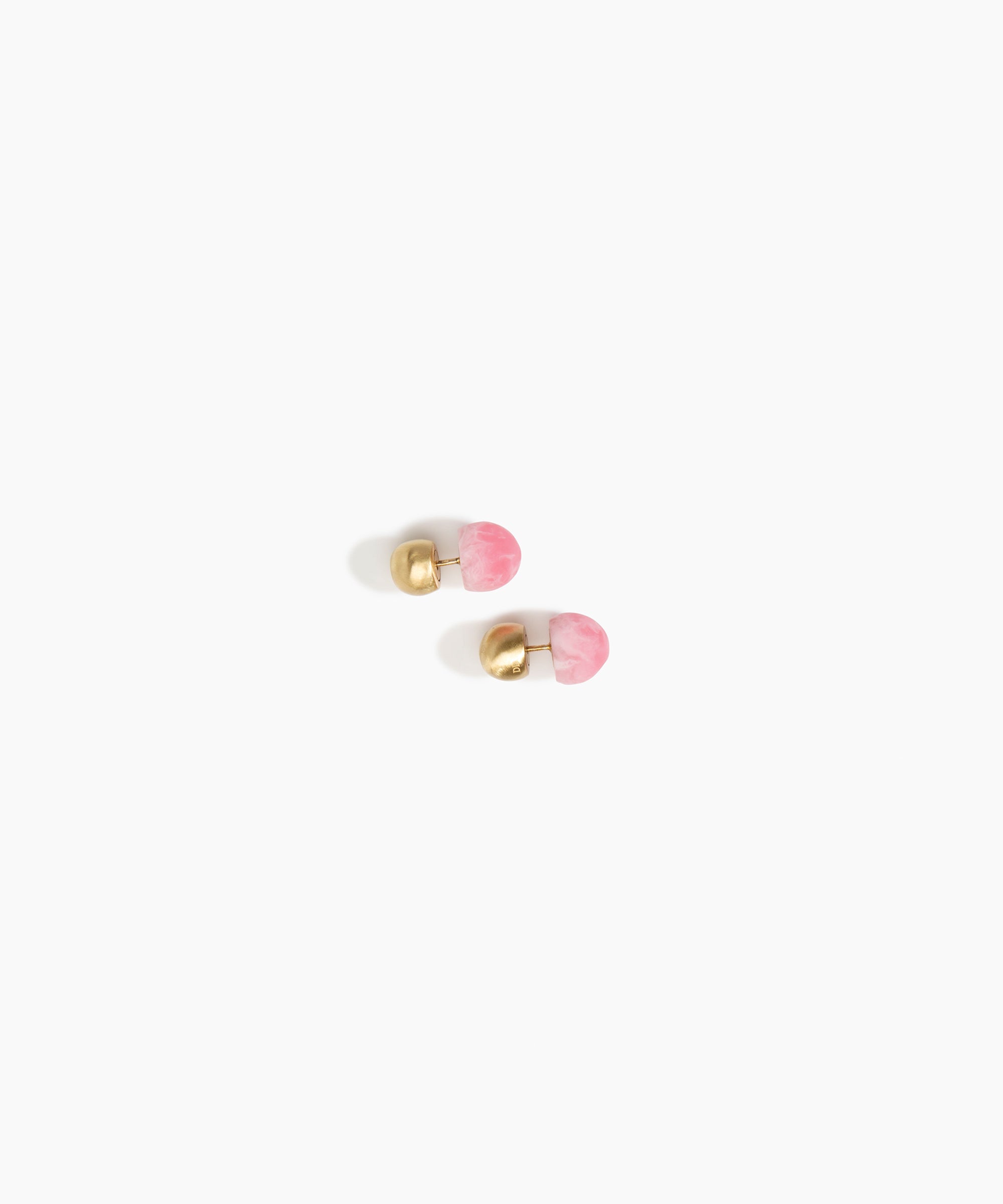 Dinosaur Designs Small Ball Stud Earrings in Shell Pink Colour resin with Brushed Nano-Coated Brass Material