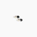 Dinosaur Designs Small Ball Stud Earrings in Black Marble Colour resin with Brushed Silver-Plated Brass Material