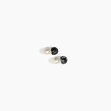 Dinosaur Designs Small Ball Stud Earrings in Black Marble Colour resin with Brushed Silver-Plated Brass Material