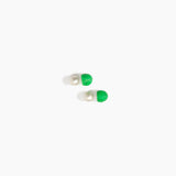 Dinosaur Designs Small Ball Stud Earrings in Leaf Colour resin with Brushed Silver-Plated Brass Material