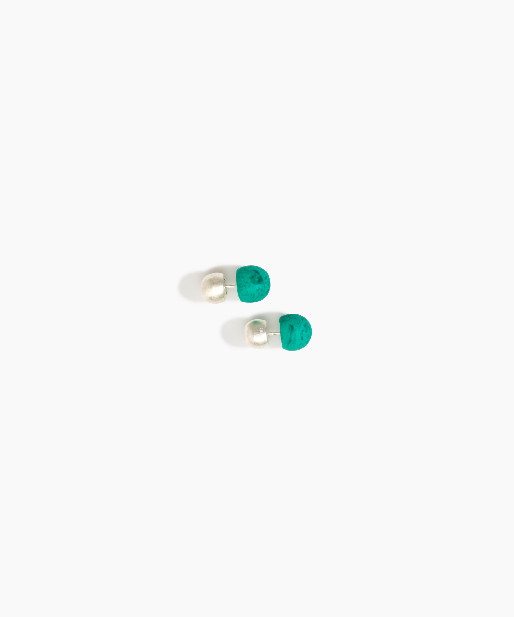 Dinosaur Designs Small Ball Stud Earrings in Mineral Swirl Colour resin with Brushed Silver-Plated Brass Material