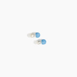 Dinosaur Designs Small Ball Stud Earrings in Sky Colour resin with Brushed Silver-Plated Brass Material