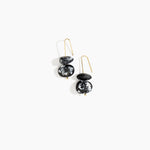 Dinosaur Designs Temple Earth Wire Earrings in Black Marble Colour resin with Gold-Filled Material