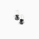 Dinosaur Designs Temple Earth Wire Earrings in Black Marble Colour resin with Gold-Filled Material