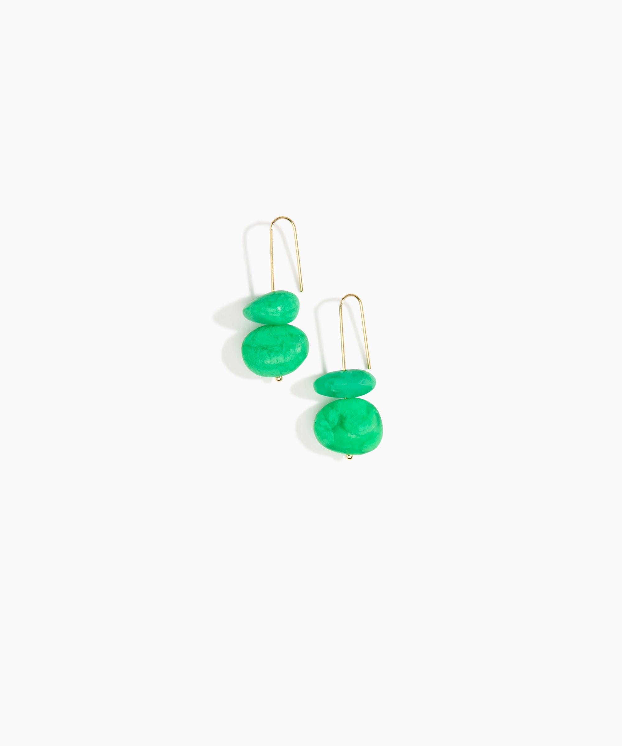 Dinosaur Designs Temple Earth Wire Earrings in Leaf Colour resin with Gold-Filled Material