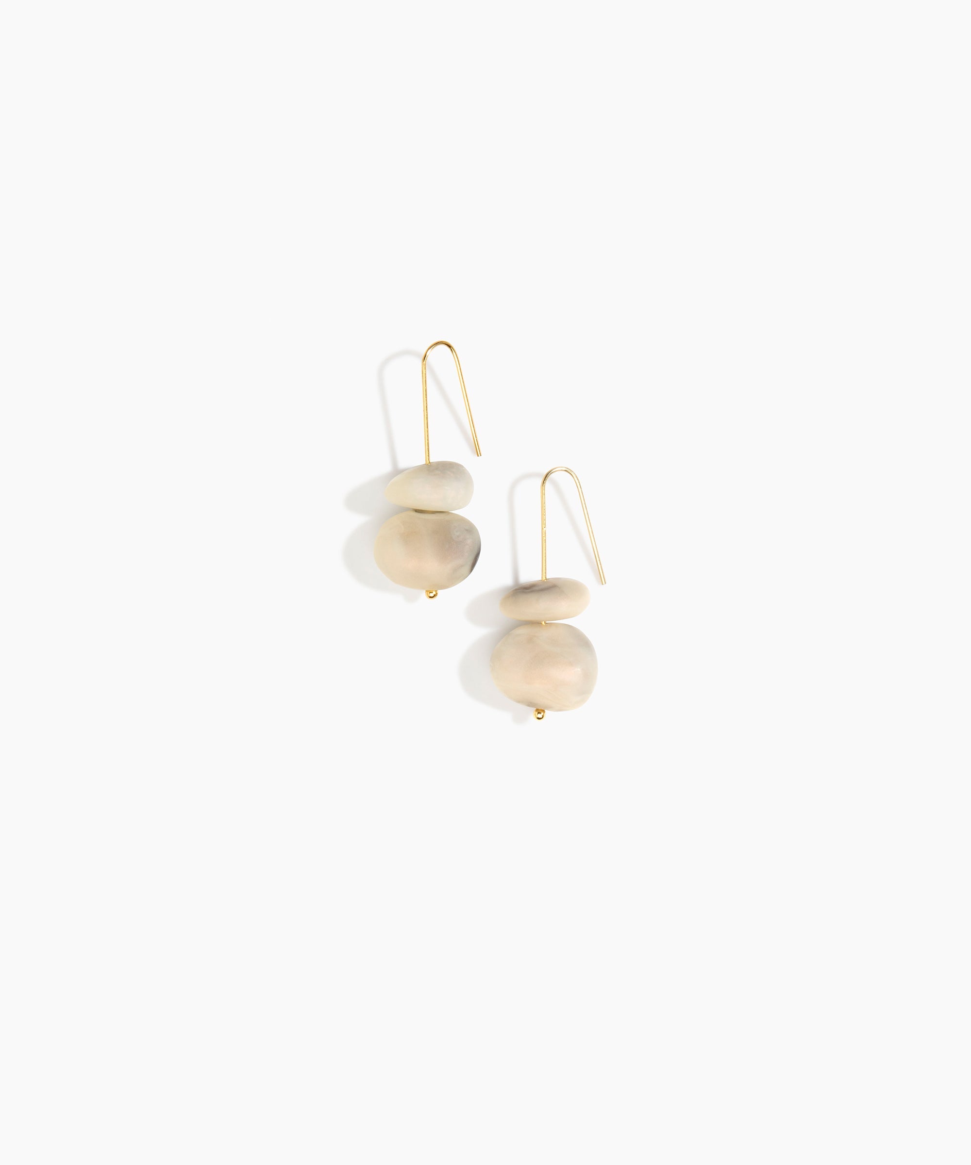 Dinosaur Designs Temple Earth Wire Earrings in Sandy Pearl Colour resin with Gold-Filled Material