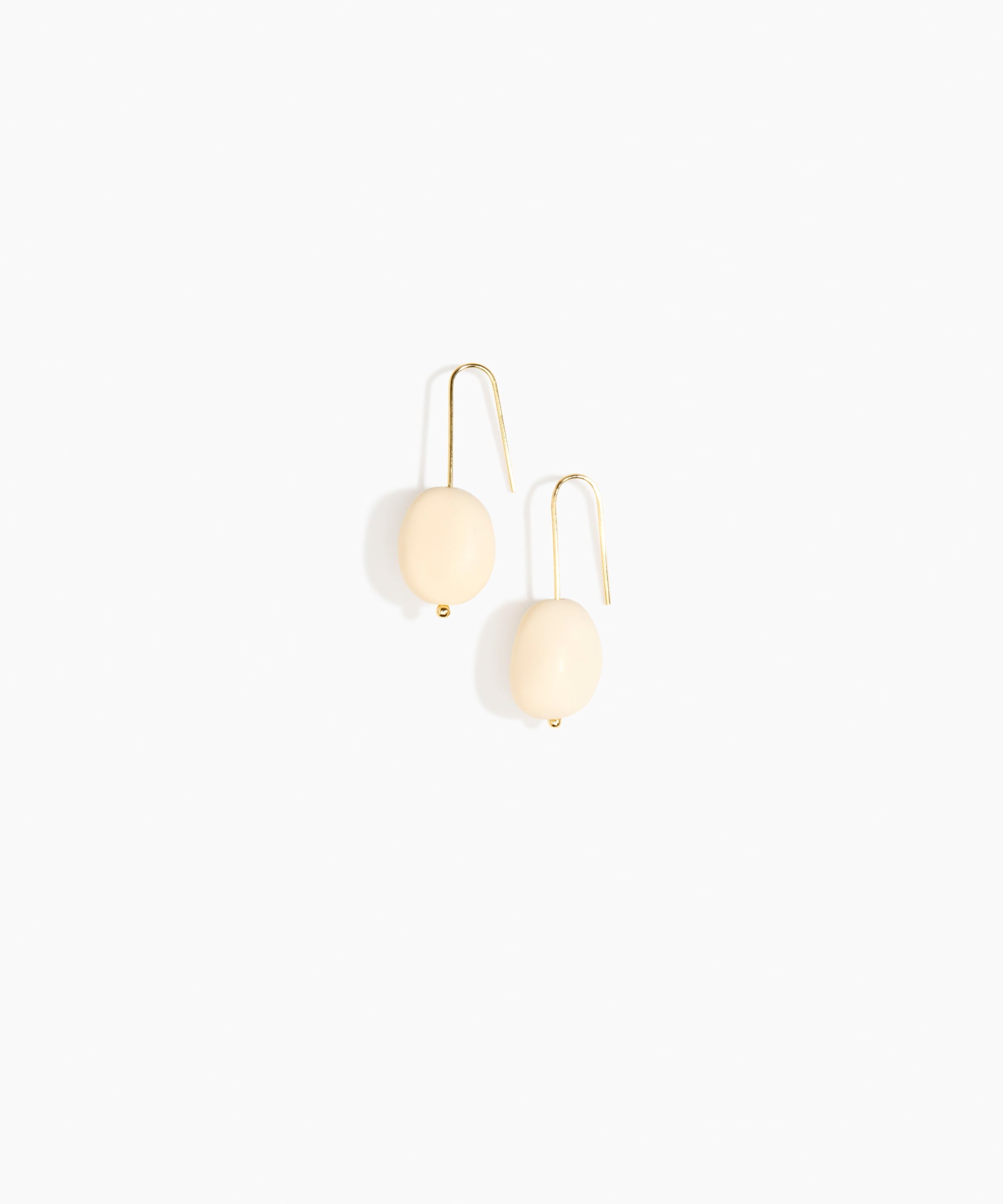 Dinosaur Designs Earth Wire Earrings in Cream Colour resin with Gold-Filled Material