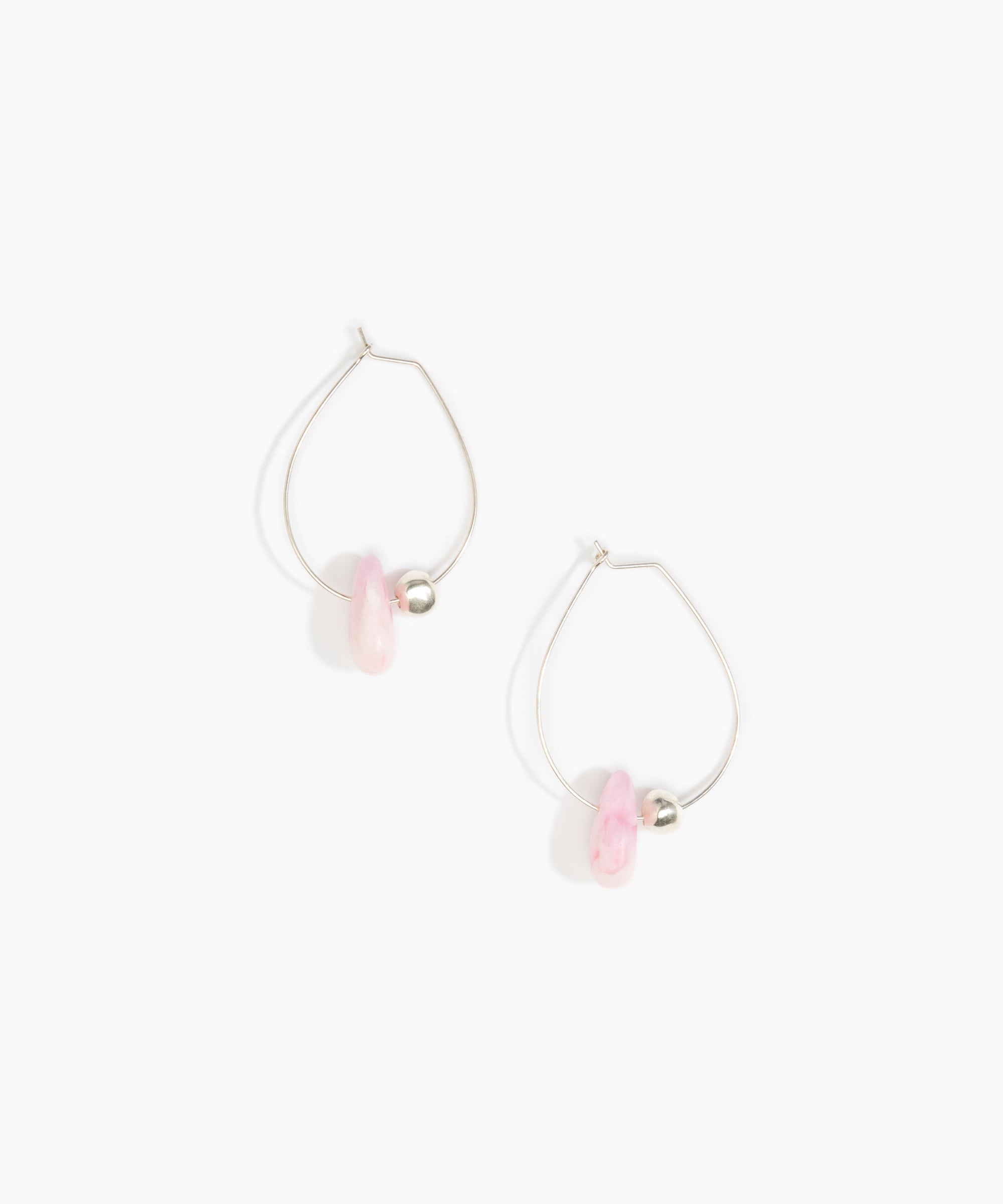 Dinosaur Designs Joie De Vivre Hoop Earrings in Shell Pink Colour resin with 925 Sterling Silver Material