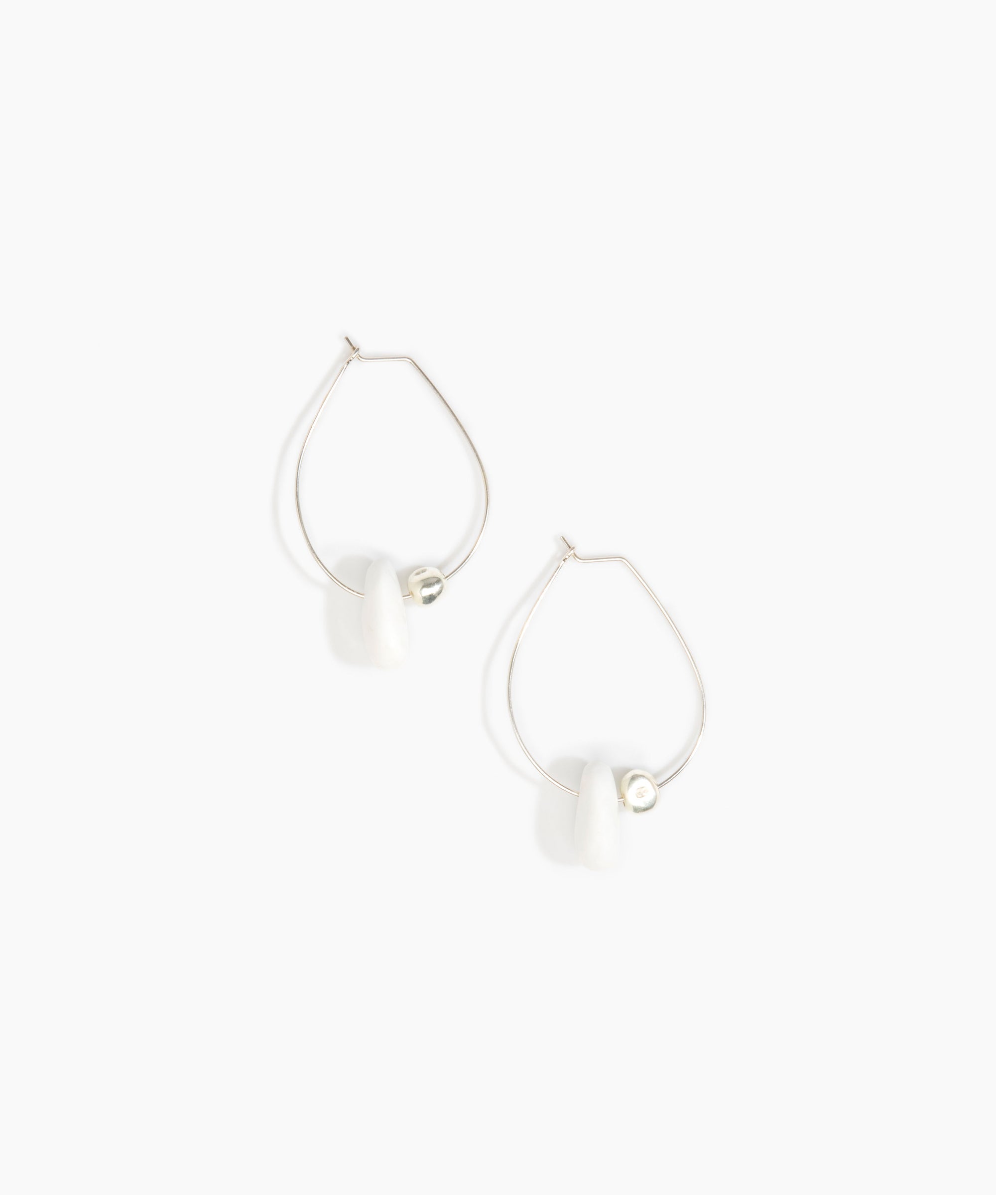 Dinosaur Designs Joie De Vivre Hoop Earrings in Snow Swirl Colour resin with 925 Sterling Silver Material