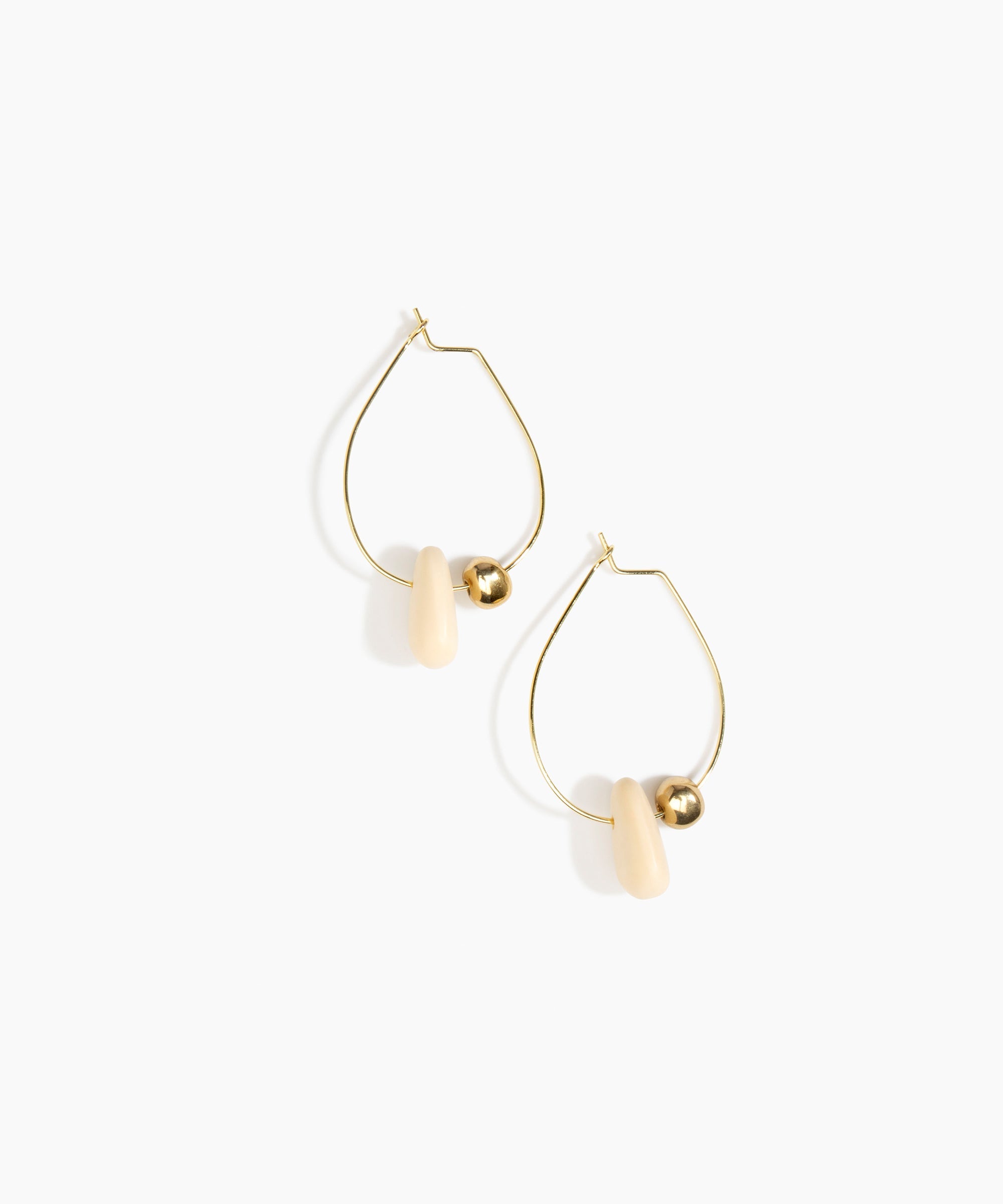 Dinosaur Designs Joie De Vivre Hoop Earrings in Cream Colour resin with Gold-Filled Material
