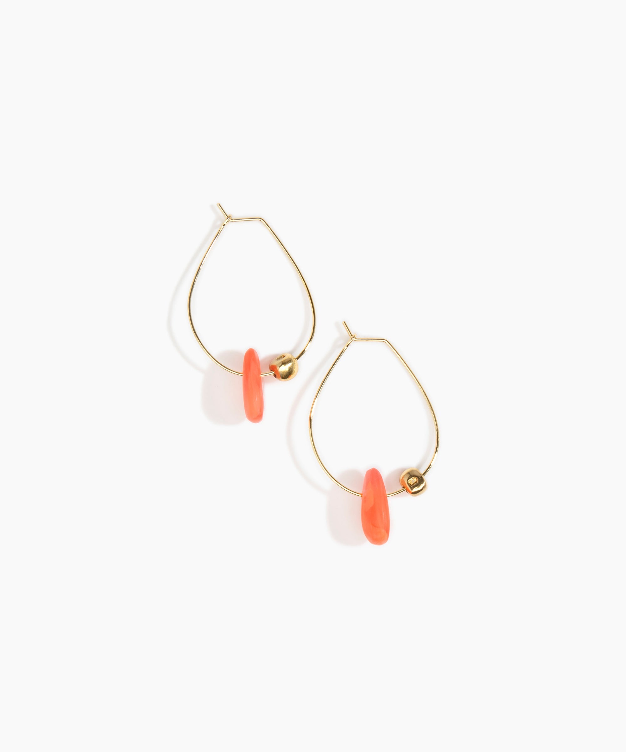 Dinosaur Designs Joie De Vivre Hoop Earrings in Lychee Colour resin with Gold-Filled Material
