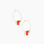 Dinosaur Designs Joie De Vivre Hoop Earrings in Poppy Colour resin with Gold-Filled Material