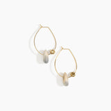 Dinosaur Designs Joie De Vivre Hoop Earrings in Sandy Pearl Colour resin with Gold-Filled Material