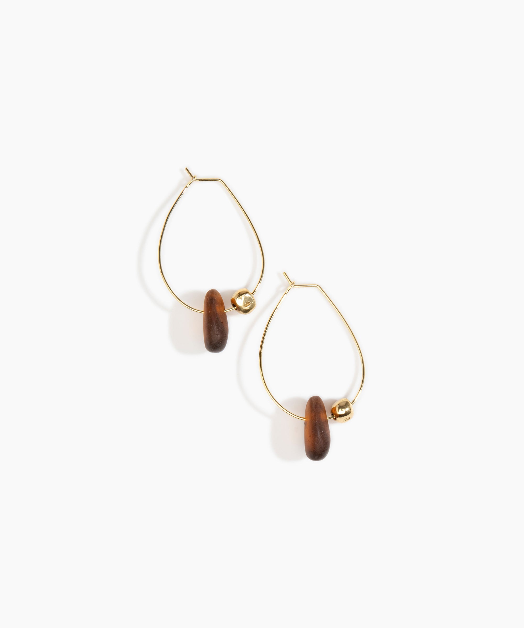 Dinosaur Designs Joie De Vivre Hoop Earrings in Tortoise Colour resin with Gold-Filled Material
