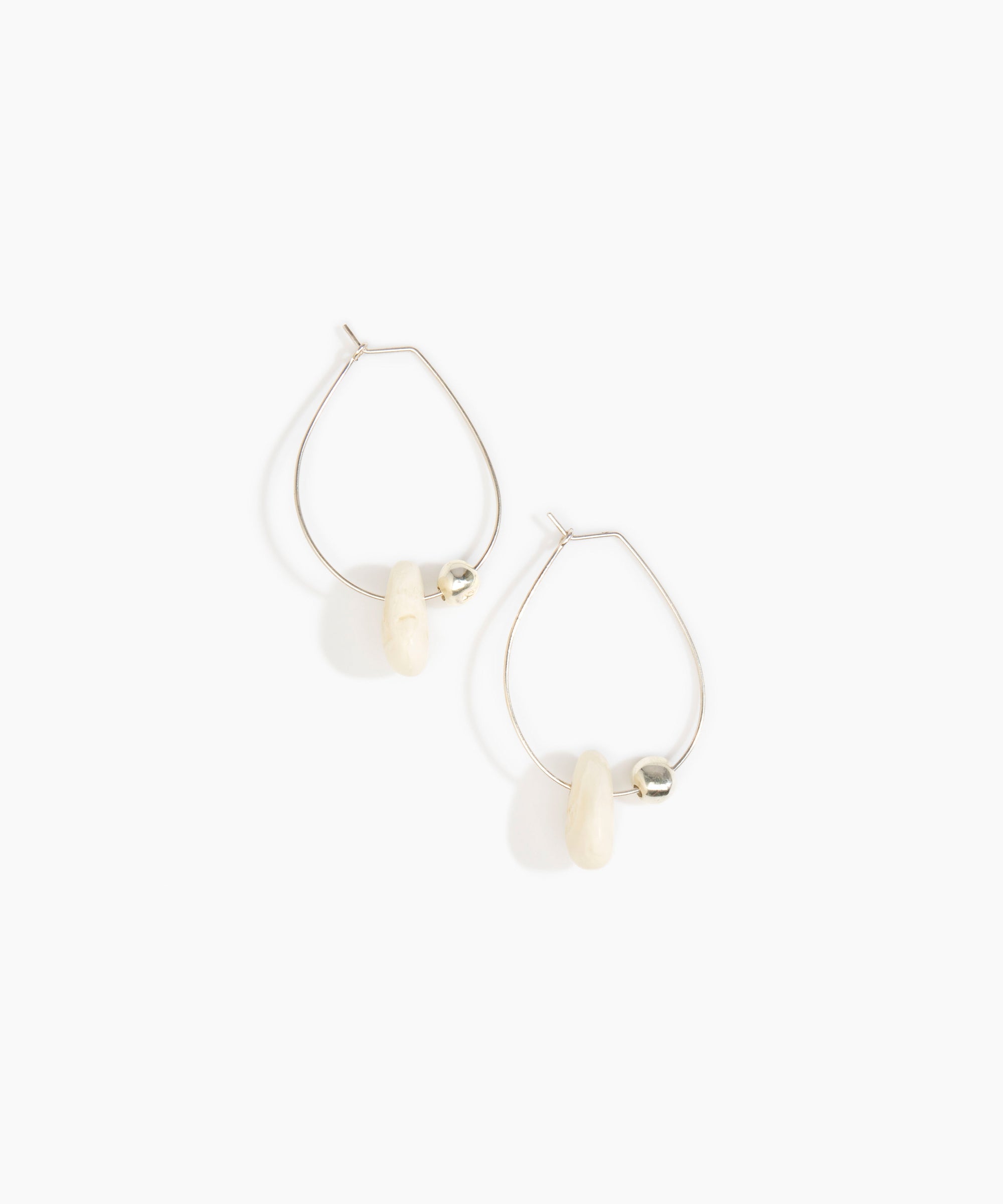 Dinosaur Designs Joie De Vivre Hoop Earrings in Chalk Swirl Colour resin with 925 Sterling Silver Material