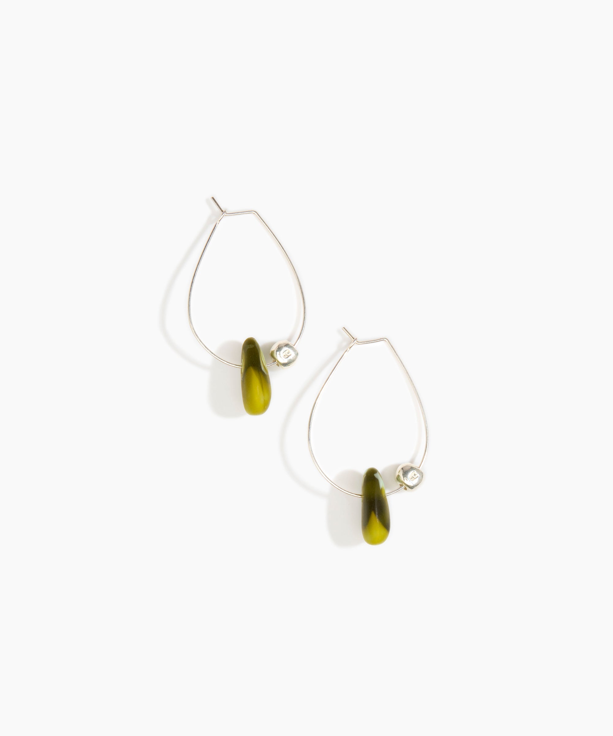 Dinosaur Designs Joie De Vivre Hoop Earrings in Malachite Colour resin with 925 Sterling Silver Material