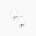 Dinosaur Designs Joie De Vivre Hoop Earrings in White Marble Colour resin with 925 Sterling Silver Material