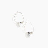 Dinosaur Designs Joie De Vivre Hoop Earrings in White Marble Colour resin with 925 Sterling Silver Material