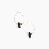 Dinosaur Designs Joie De Vivre Hoop Earrings in Black Marble Colour resin with Gold-Filled Material