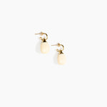 Dinosaur Designs Small River Rock Hoop Earrings in Cream Colour resin with Brass Hoop Material